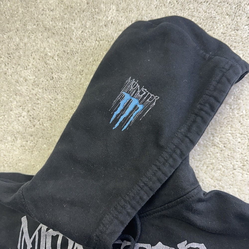 Vtg Y2K 2000s Monster Energy Drink Logo Pullover Hoodie Mens Large Sleeve Print - Picture 4 of 10